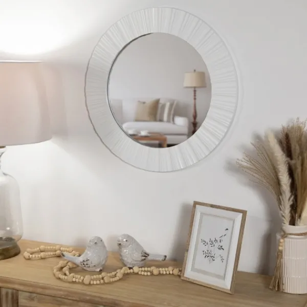 Decorative Mirrors-Kirkland's Home White Fluted Contemporary Wall Mirror