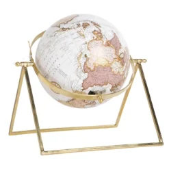 Statues & Figurines-Kirkland's Home White Globe With Gold Linear Base White/Gold