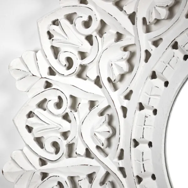 Decorative Mirrors-Kirkland's Home White Handcarved Mandala Circle Wall Mirror