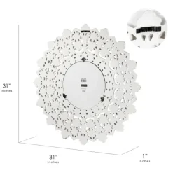 Decorative Mirrors-Kirkland's Home White Handcarved Mandala Circle Wall Mirror