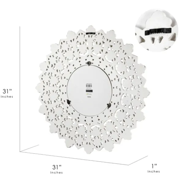 Decorative Mirrors-Kirkland's Home White Handcarved Mandala Circle Wall Mirror