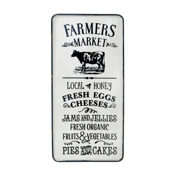 Wall Quotes & Signs-Kirkland's Home White Iron Farmer'S Market Wall Plaque White/Black