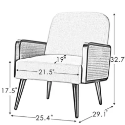 Accent Chairs-Kirkland's Home White Linen And Rattan Accent Chair Ivory