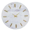 Clocks-Kirkland's Home White Marble And Gold Accent Wall Clock, 15 In.