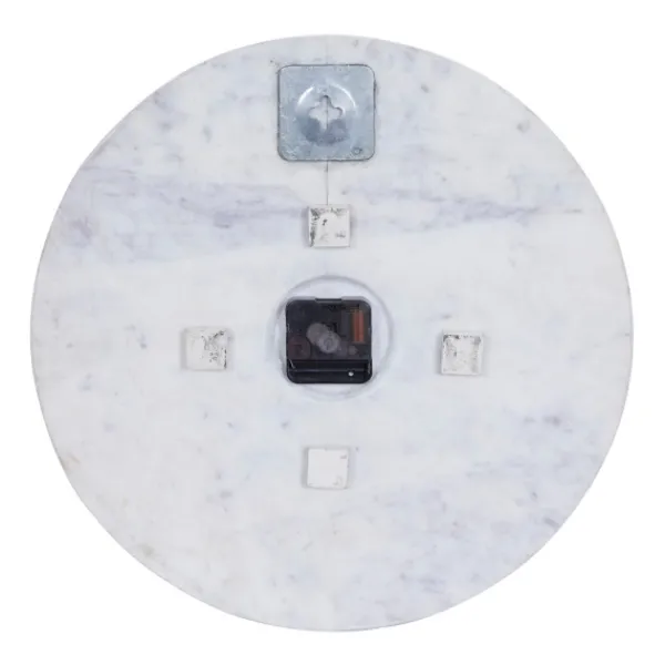 Clocks-Kirkland's Home White Marble And Gold Accent Wall Clock, 15 In.
