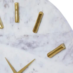 Clocks-Kirkland's Home White Marble And Gold Accent Wall Clock, 15 In.