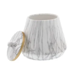 Decorative Bowls & Jars-Kirkland's Home White Marble Oval Jar White/Gray