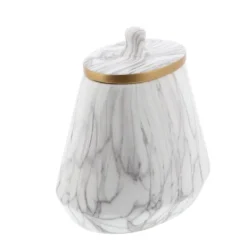 Decorative Bowls & Jars-Kirkland's Home White Marble Oval Jar White/Gray