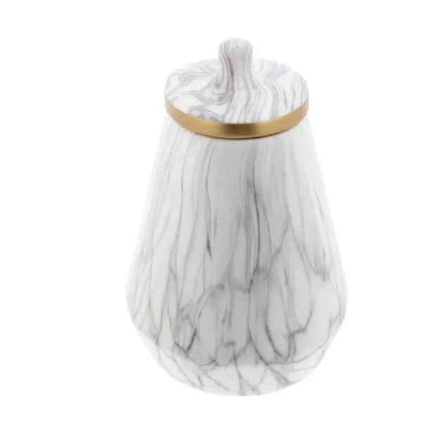 Decorative Bowls & Jars-Kirkland's Home White Marble Oval Jar White/Gray