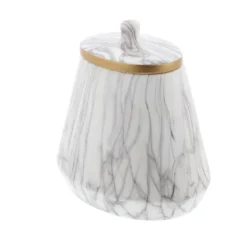 Decorative Bowls & Jars-Kirkland's Home White Marble Oval Jar White/Gray