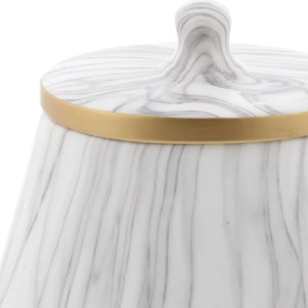 Decorative Bowls & Jars-Kirkland's Home White Marble Oval Jar White/Gray