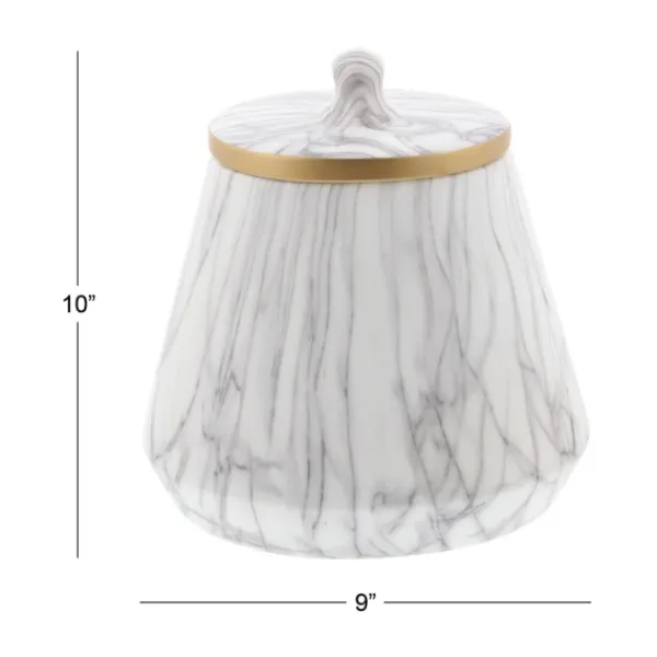 Decorative Bowls & Jars-Kirkland's Home White Marble Oval Jar White/Gray