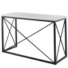 Console Tables-Kirkland's Home White Marble Top Sabin Metal Base Sofa Table