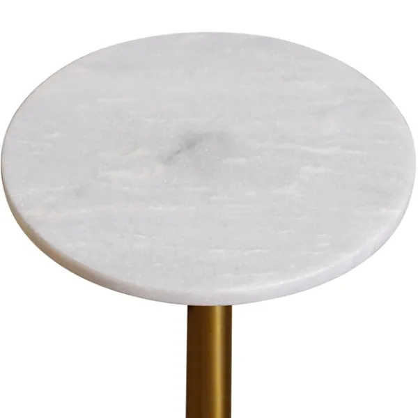 Accent & End Tables-Kirkland's Home White Marble Top Tapered Base Accent Table, 10 In.