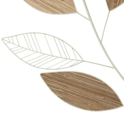 Wall Plaques-Kirkland's Home White Metal And Reed Leaf Wall Plaque White/Brown