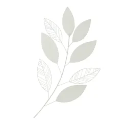 Wall Plaques-Kirkland's Home White Metal And Reed Leaf Wall Plaque White/Brown