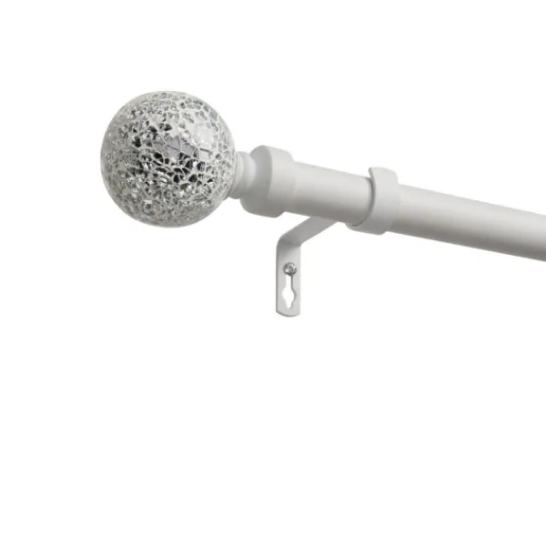 Curtain Rods & Hardware-Kirkland's Home White Mirrored Mosaic Curtain Rod, 120 In.