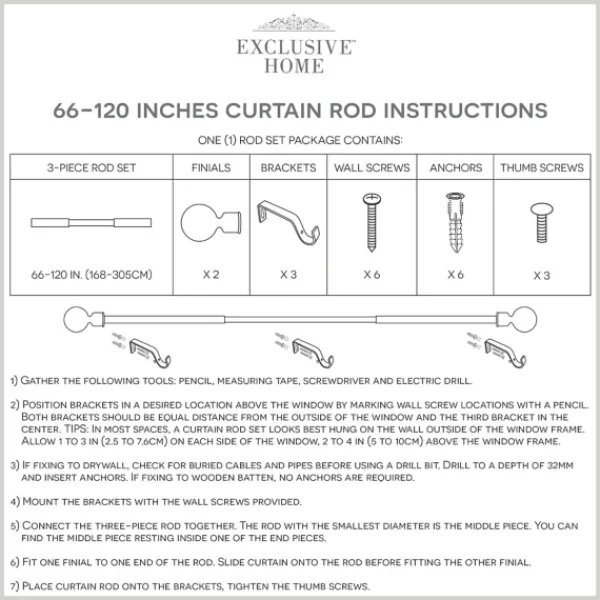 Curtain Rods & Hardware-Kirkland's Home White Mirrored Mosaic Curtain Rod, 120 In.