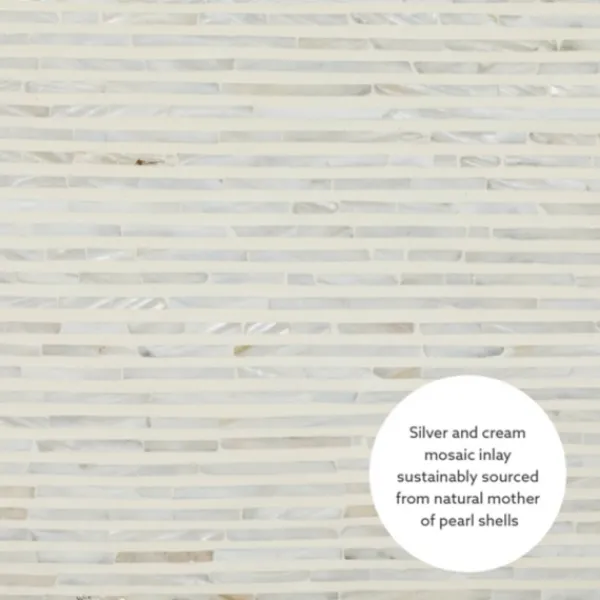 Accent & End Tables-Kirkland's Home White Mother Of Pearl Striped Side Table White/Ivory