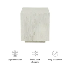 Accent & End Tables-Kirkland's Home White Mother Of Pearl Striped Side Table White/Ivory