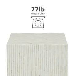 Accent & End Tables-Kirkland's Home White Mother Of Pearl Striped Side Table White/Ivory