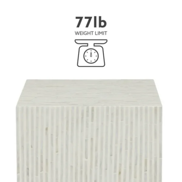 Accent & End Tables-Kirkland's Home White Mother Of Pearl Striped Side Table White/Ivory