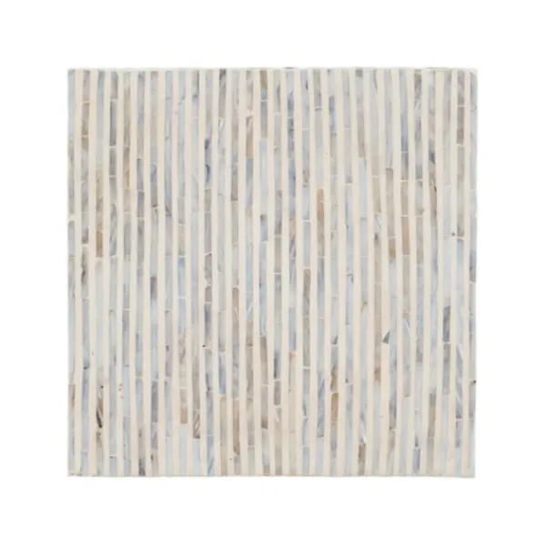 Accent & End Tables-Kirkland's Home White Mother Of Pearl Striped Side Table White/Ivory