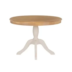Dining Tables-Kirkland's Home White Natural Top Pedestal Dining Table