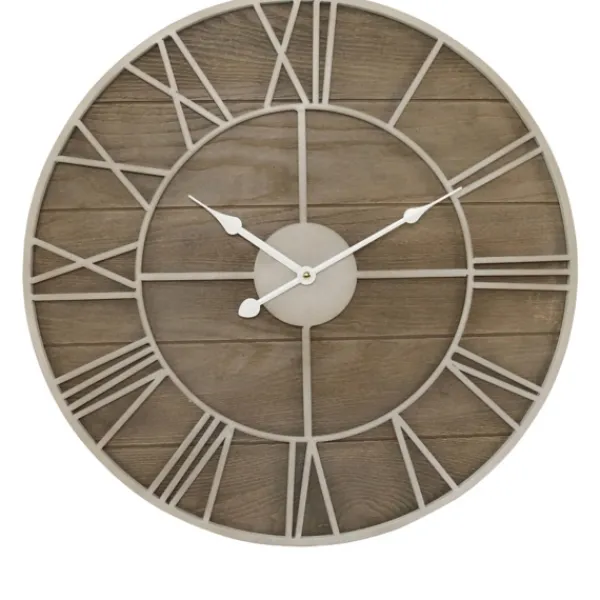 Clocks-Kirkland's Home White Natural Wood Raised Clock