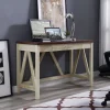 Office Furniture-Kirkland's Home White Oak Farmhouse A-Frame Desk With Brown Top