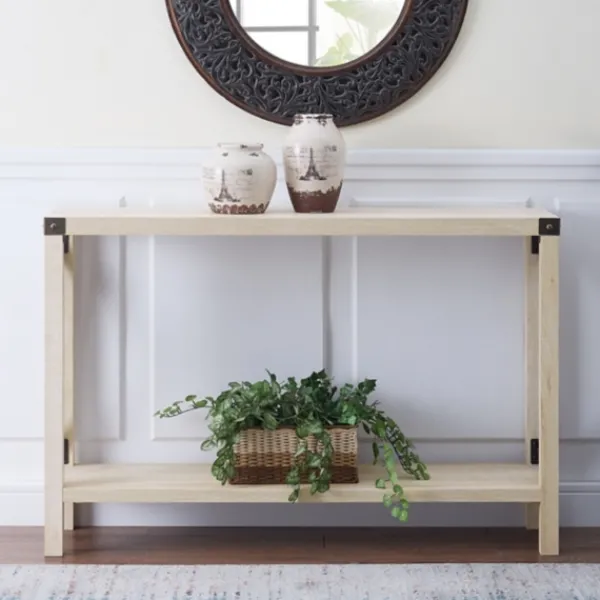 Console Tables-Kirkland's Home White Oak Farmhouse X-Frame Console Table Ivory
