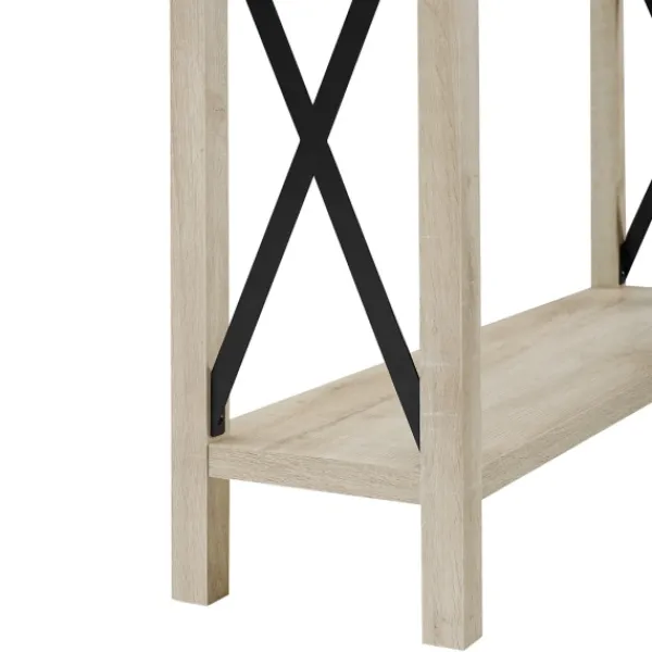 Console Tables-Kirkland's Home White Oak Farmhouse X-Frame Console Table Ivory