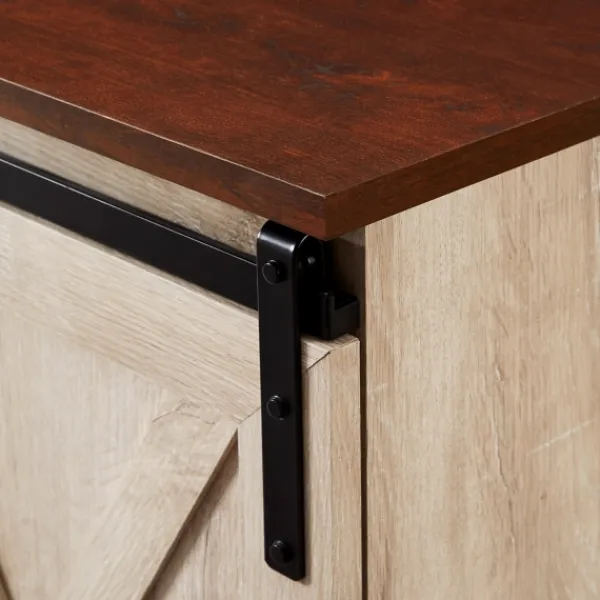 Tv Stands & Media Consoles-Kirkland's Home White Oak Sliding Barn Doors Corner Tv Stand Ivory