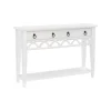 Console Tables-Kirkland's Home White Or Teal Paneled Fretwork Console Table White/Blue