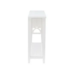 Console Tables-Kirkland's Home White Or Teal Paneled Fretwork Console Table White/Blue