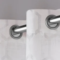 Curtains & Drapes-Kirkland's Home White Paton Curtain Panel Set, 108 In. White/Silver