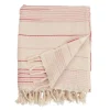Blankets & Throws-Kirkland's Home White Pink Striped Fringe Throw Blanket White/Pink