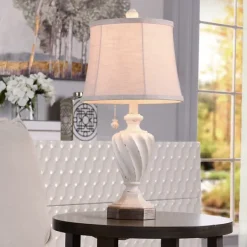Table Lamps-Kirkland's Home White Resin Swirl Table Lamp Tan