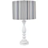 Table Lamps-Kirkland's Home White Resin Table Lamp With Blue Stripe Shade White/Blue