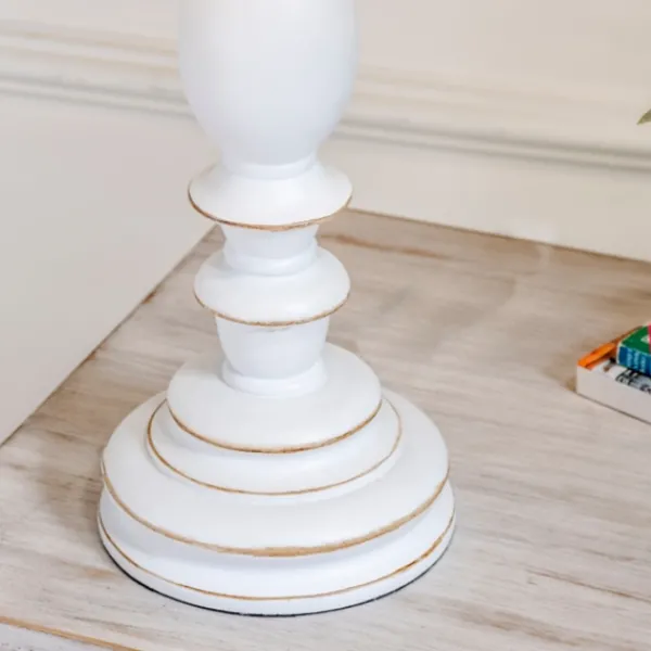 Table Lamps-Kirkland's Home White Resin Table Lamp With Blue Stripe Shade White/Blue