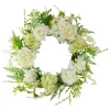Wreaths-Kirkland's Home White Roses And Geraniums Wreath Green/White