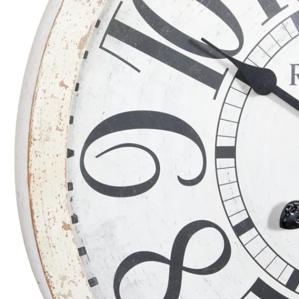 Clocks-Kirkland's Home White Rustic Farmhouse Distressed Wall Clock