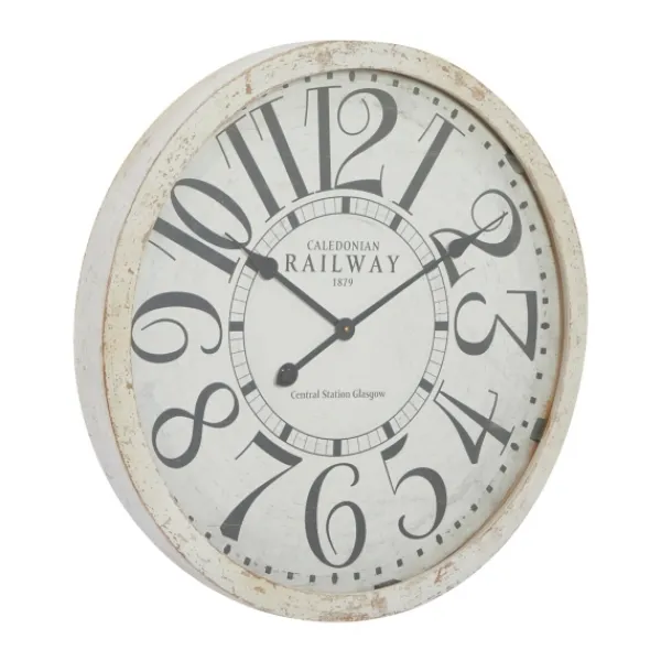 Clocks-Kirkland's Home White Rustic Farmhouse Distressed Wall Clock