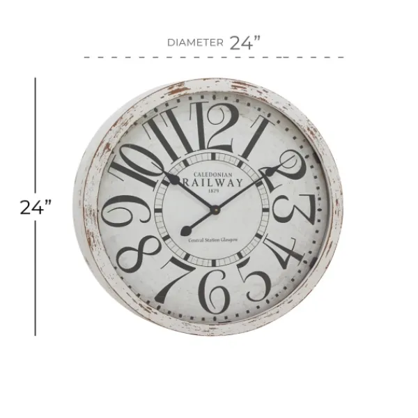 Clocks-Kirkland's Home White Rustic Farmhouse Distressed Wall Clock