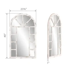 Decorative Mirrors-Kirkland's Home White Rustic Windowpane Arch Mirror