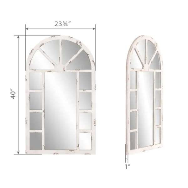 Decorative Mirrors-Kirkland's Home White Rustic Windowpane Arch Mirror