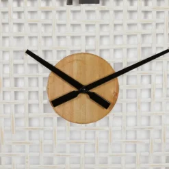 Clocks-Kirkland's Home White Rustic Woven Farmhouse Wall Clock