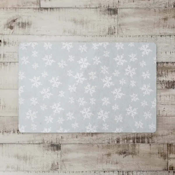 Kitchen & Floor Mats-Kirkland's Home White Snowflake Christmas Kitchen Mat Gray