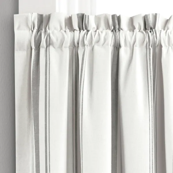 Curtains & Drapes-Kirkland's Home White Stripe Cafe Curtain Panel Set, 36 In. Gray