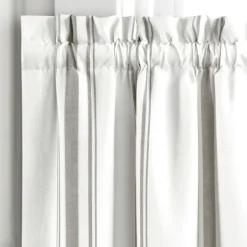 Curtains & Drapes-Kirkland's Home White Stripe Cafe Curtain Panel Set, 24 In. Gray